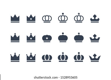 Crown Icons Set Vector Design isolated on white background