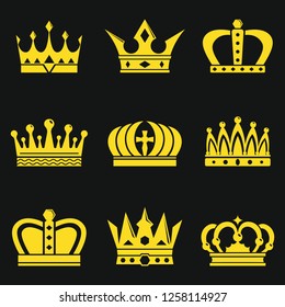 Crown icons set. Vector illustration.