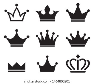 Crown icons set. Vector illustration