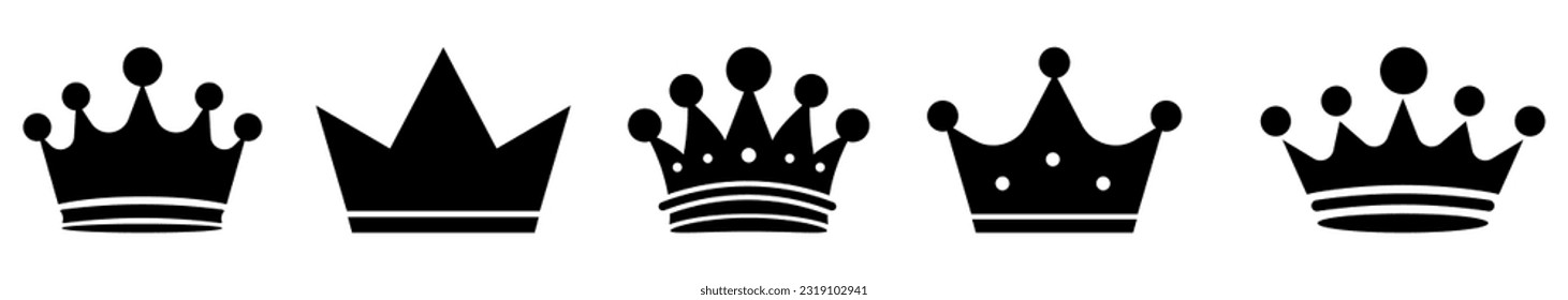 Kronensymbole gesetzt. Vektorgrafik einzeln auf weißem Hintergrund
