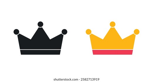 Crown icons set vectors black and colored style