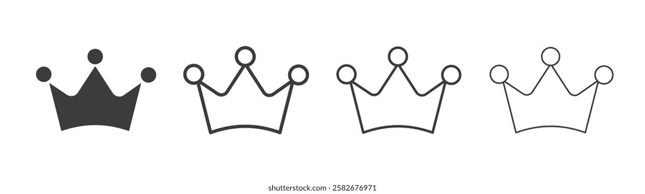 Crown icons set vectors graphic designs