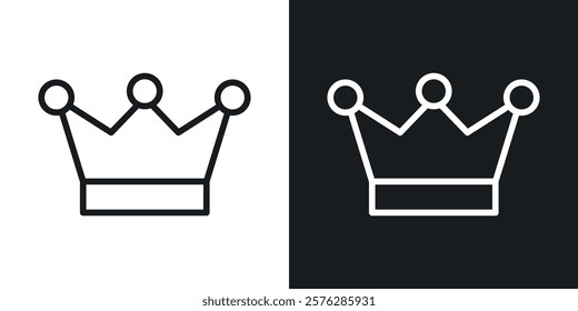 Crown icons in thin black and white stroke liner style