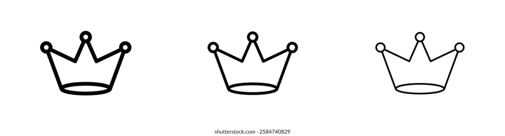 Crown icons in three different stroke lines