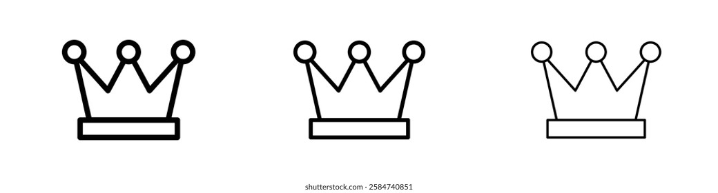 Crown icons in three different stroke lines