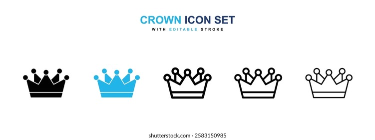Crown icons vector collection in black and blue colors on white background