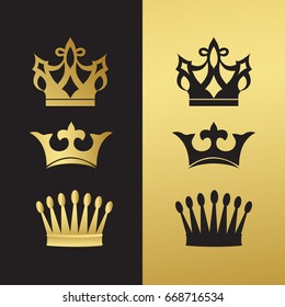 Crown icons, vector illustration.
