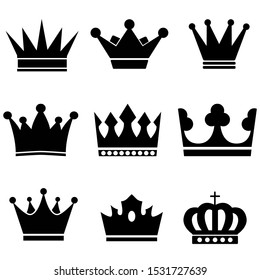 Crown icons vector set. king illustration symbol collection. queen sign or logo.