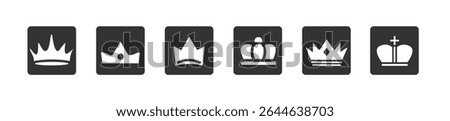 Crown Icons Vector Set – Royal crown silhouettes perfect for logo design, branding, invitations, emblems, and luxury themes. Ideal for king, queen, princess concepts, pageants, and noble designs.