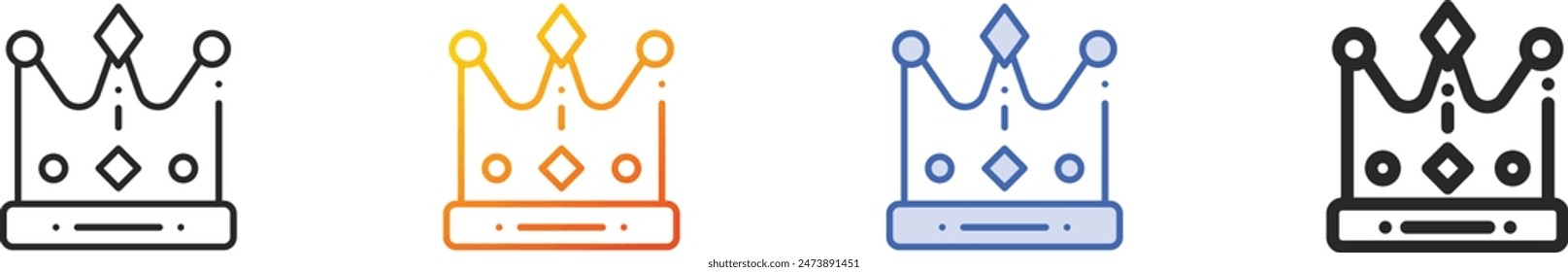 crown icon.Thin Linear, Gradient, Blue Stroke and bold Style Design Isolated On White Background