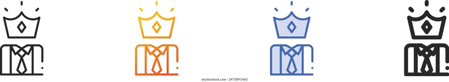 crown icon.Thin Linear, Gradient, Blue Stroke and bold Style Design Isolated On White Background