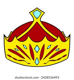 crown illustration colored hand drawn vector	