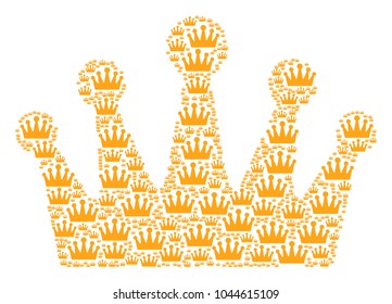 Crown illustration constructed in the collection of crown icons. Vector iconized composition designed with simple icons.