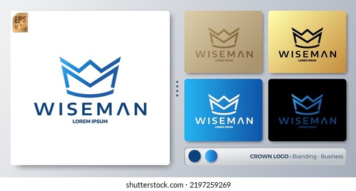 Crown illustration Logo design in form C and M lettering. Blank name for insert your Branding. Designed with examples for all kinds of applications. You can used for company, indentity, wiseman agency