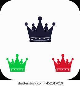 Crown Illustration set. Blue, green, red icon.