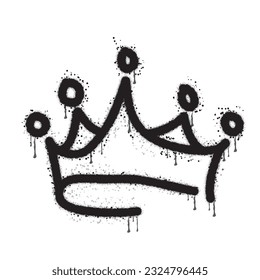 imagen de la corona. Símbolo de la corona de graffiti rociado en blanco y negro. dibujado a mano. aislado de fondo blanco. ilustración vectorial