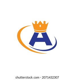 Crown with A initial letter illustration logo template vector design