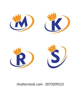 Crown with initial letter illustration logo template vector design