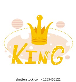 crown and inscription king illustration for postcard or print
