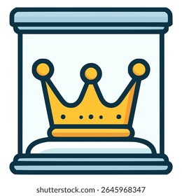 crown inside a glass box flat color vector illustration template design