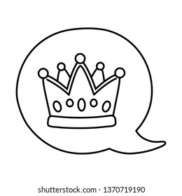 crown into speech bubble black and white