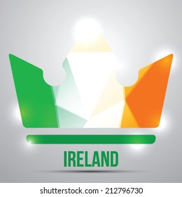 Crown with Ireland Flag, isolated on white