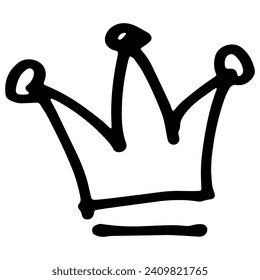 Crown isolated on white background in brush drawn symbol.