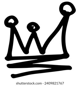 Crown isolated on white background in brush drawn symbol.