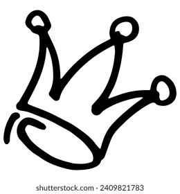 Crown isolated on white background in brush drawn symbol.