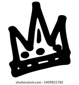 Crown isolated on white background in brush drawn symbol.