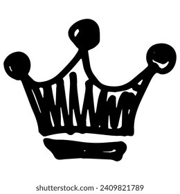 Crown isolated on white background in brush drawn symbol.