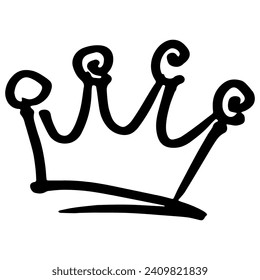 Crown isolated on white background in brush drawn symbol.