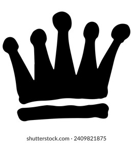 Crown isolated on white background in brush drawn symbol.