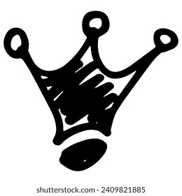 Crown isolated on white background in brush drawn symbol.