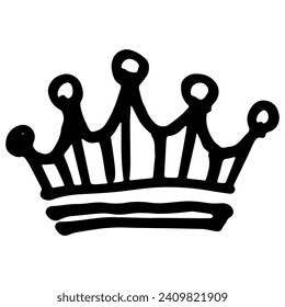 Crown isolated on white background in brush drawn symbol.