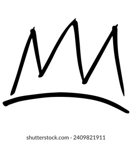 Crown isolated on white background in brush drawn symbol.