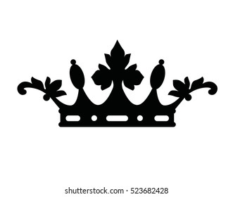 Crown isolated on white background. Vector illustration of black crown.