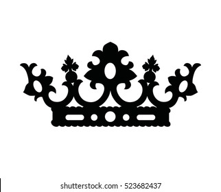 Crown isolated on white background. Vector illustration of black crown icon.