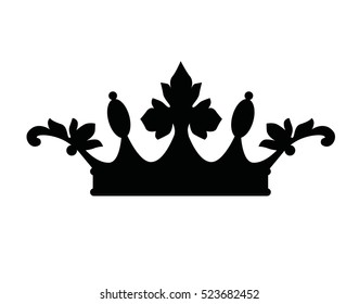 Crown isolated on white background. Vector illustration of black crown.
