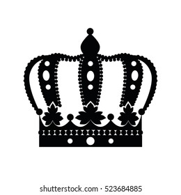 Crown isolated on white background. Vector illustration of black crown.