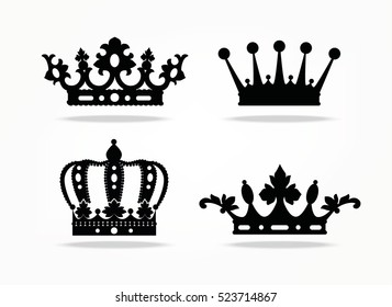 Corona aislada de fondo blanco. Imagen vectorial de iconos de la corona negra.