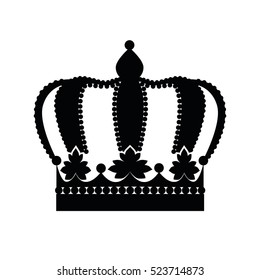 Crown isolated on white background. Vector illustration of black crown.