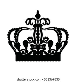 Crown isolated on white background. Vector illustration of black crown icon.