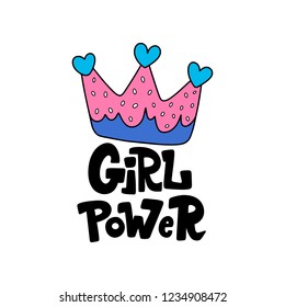 Crown isolated vector illustration, feminism theme. Design for card, poster, t-shirt lettering print. 