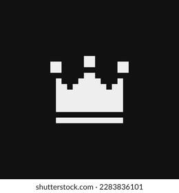 Crown with jewel. Pixel art icon. Flat style. 8-bit. Sticker design. Isolated vector illustration.