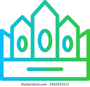 Crown jewelry icon with blue and green gradient outline style. luxury, kingdom, king, jewelry, crown, queen, royal. Vector Illustration