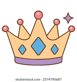 Crown with jewels decoration icon vector