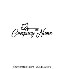 
Crown key illustration logo art.