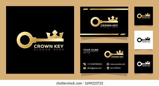 crown key logo concept, king key real estate logo design with business card design