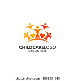 Crown and kids logo design template	
